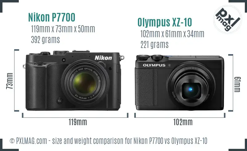 Nikon P7700 vs Olympus XZ-10 size comparison