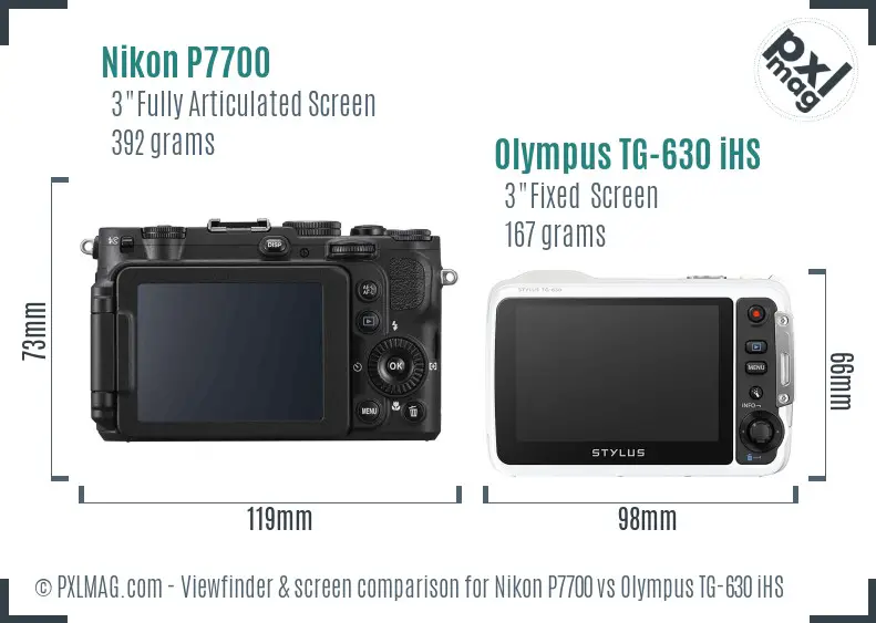 Nikon P7700 vs Olympus TG-630 iHS Screen and Viewfinder comparison