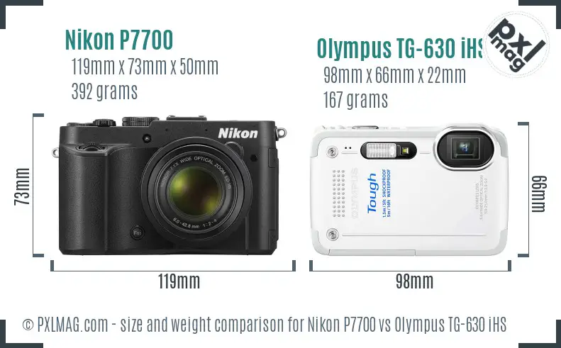 Nikon P7700 vs Olympus TG-630 iHS size comparison Nikon P7700 vs Olympus TG-630 iHS size comparison