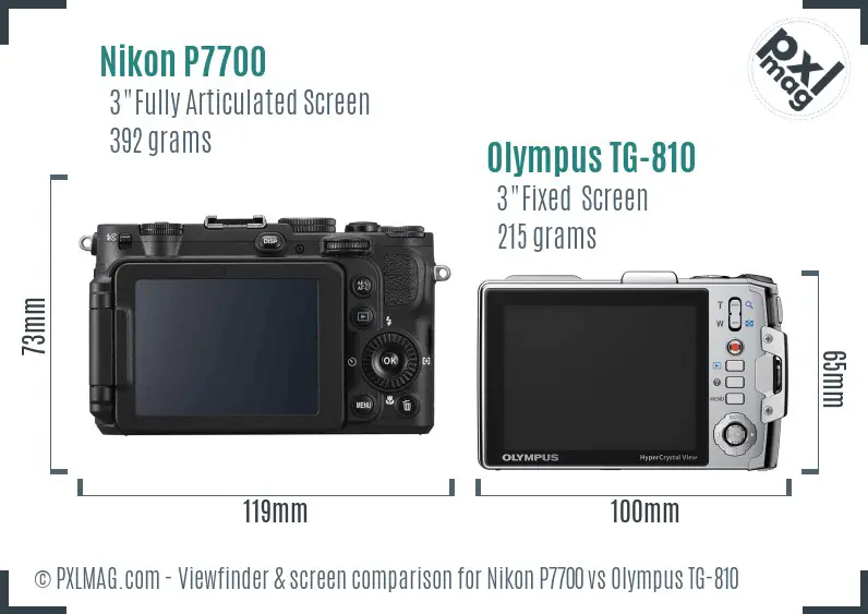 Nikon P7700 vs Olympus TG-810 Screen and Viewfinder comparison