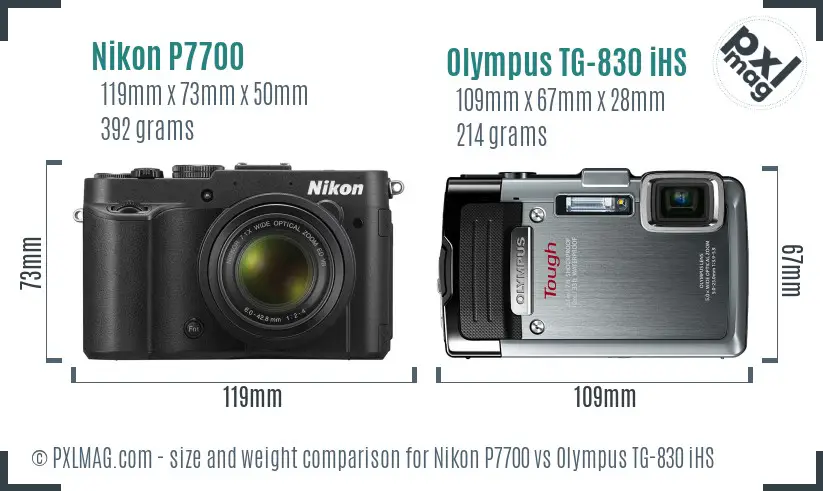 Nikon P7700 vs Olympus TG-830 iHS size comparison Nikon P7700 vs Olympus TG-830 iHS size comparison