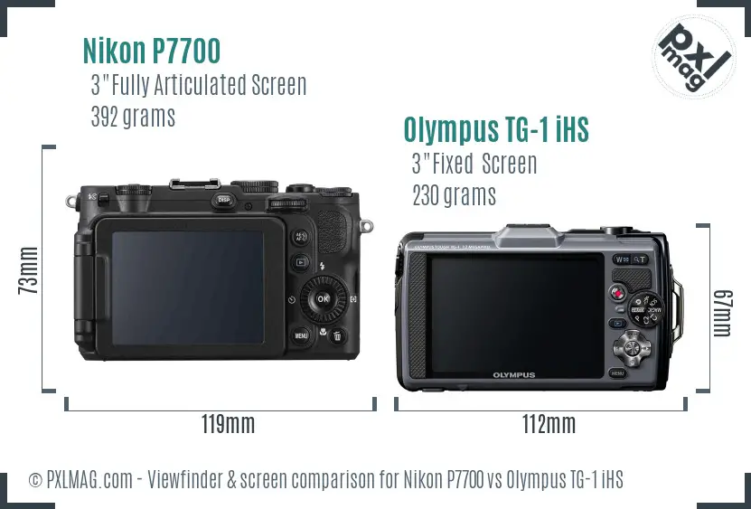 Nikon P7700 vs Olympus TG-1 iHS Screen and Viewfinder comparison