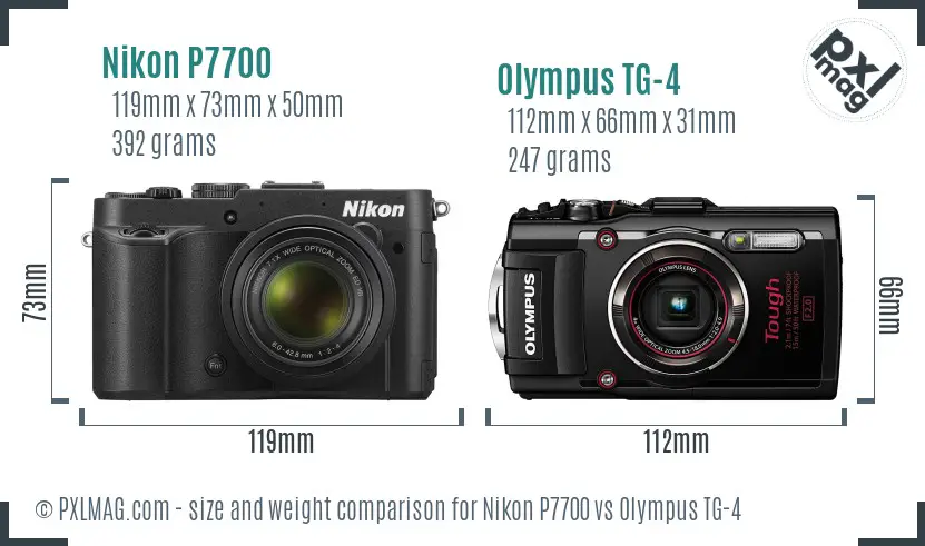 Nikon P7700 vs Olympus TG-4 size comparison Nikon P7700 vs Olympus TG-4 size comparison