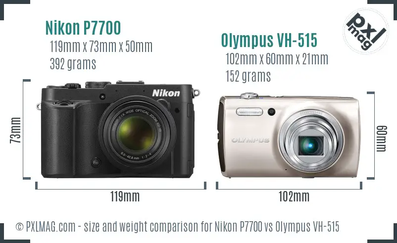 Nikon P7700 vs Olympus VH-515 size comparison