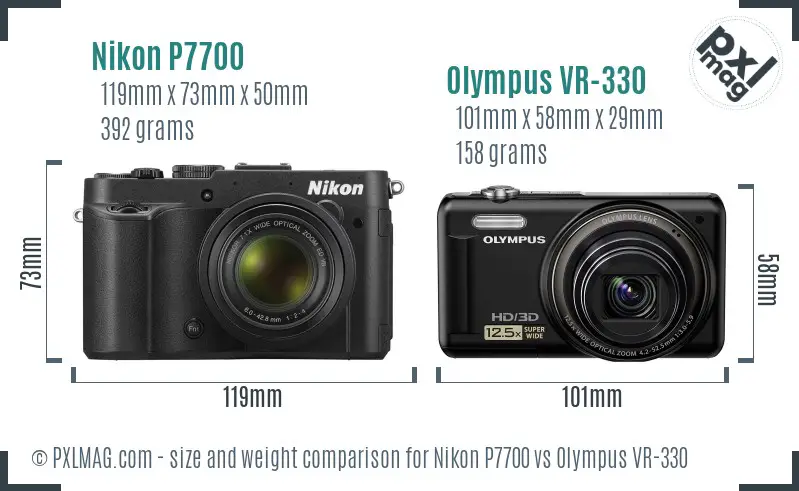 Nikon P7700 vs Olympus VR-330 size comparison
