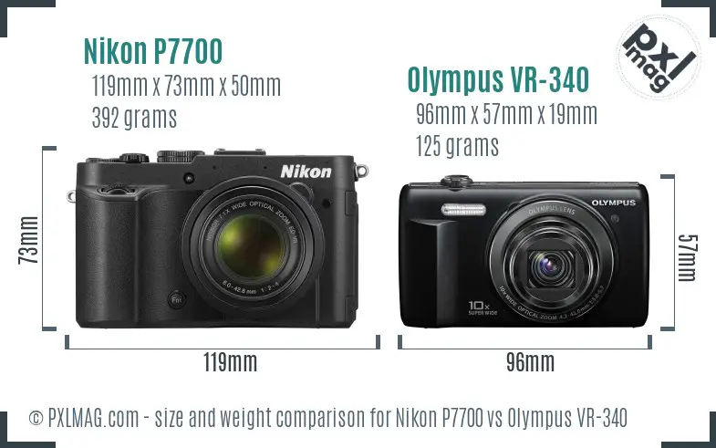 Nikon P7700 vs Olympus VR-340 size comparison