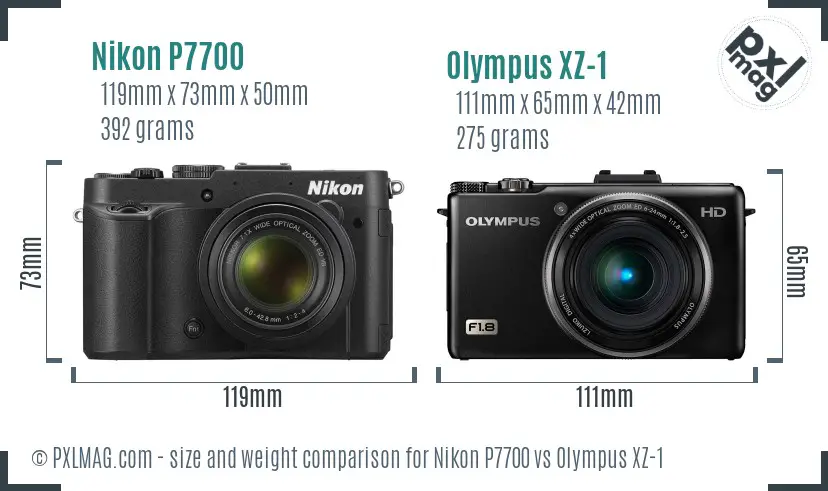 Nikon P7700 vs Olympus XZ-1 size comparison