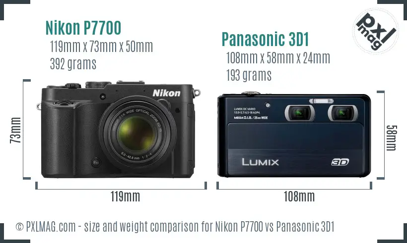 Nikon P7700 vs Panasonic 3D1 size comparison