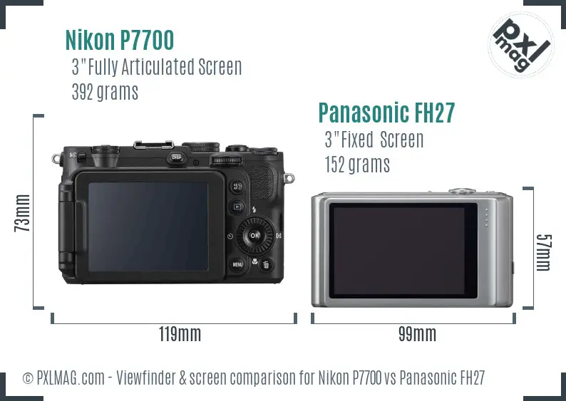 Nikon P7700 vs Panasonic FH27 Screen and Viewfinder comparison