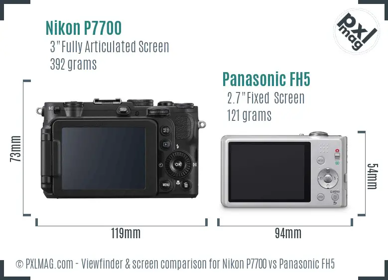 Nikon P7700 vs Panasonic FH5 Screen and Viewfinder comparison