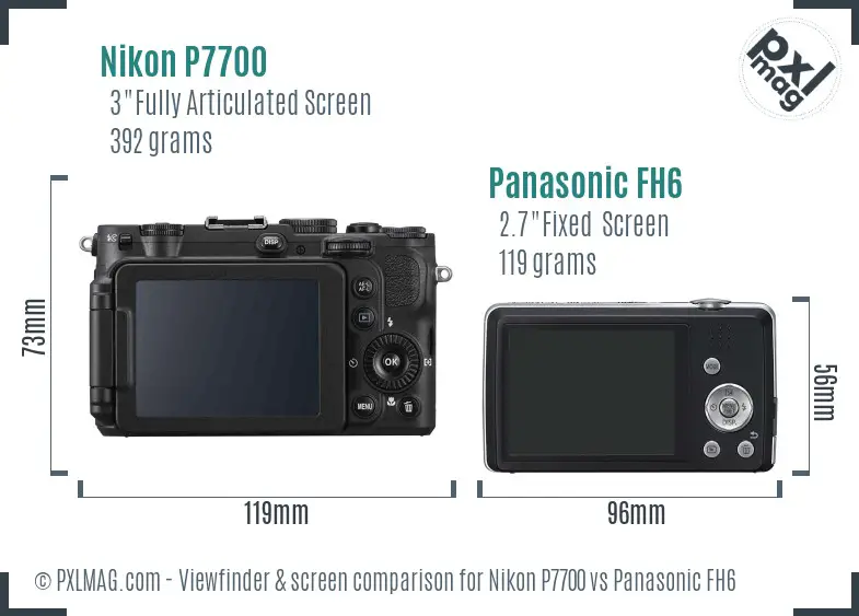 Nikon P7700 vs Panasonic FH6 Screen and Viewfinder comparison