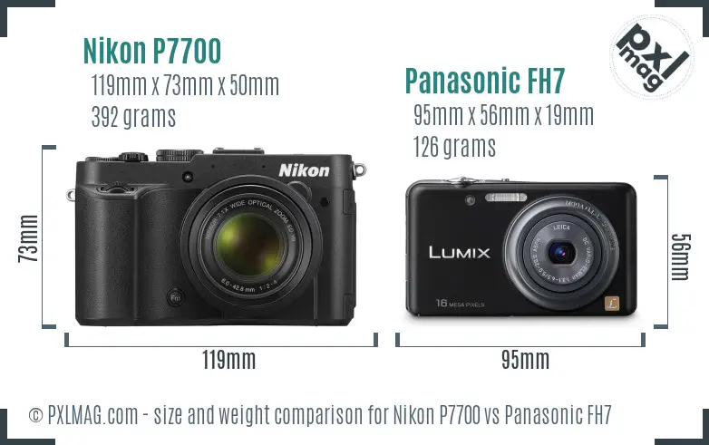 Nikon P7700 vs Panasonic FH7 size comparison