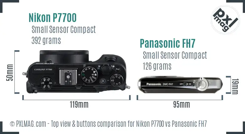 Nikon P7700 vs Panasonic FH7 top view buttons comparison