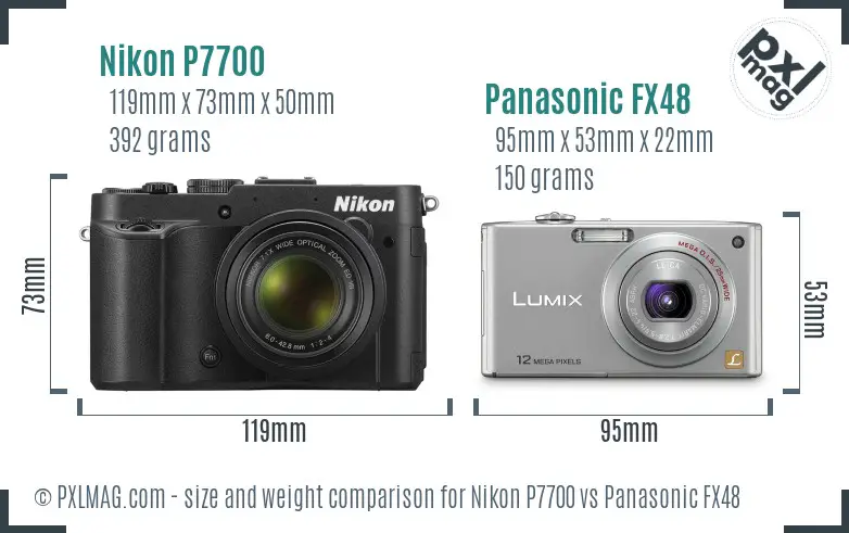Nikon P7700 vs Panasonic FX48 size comparison
