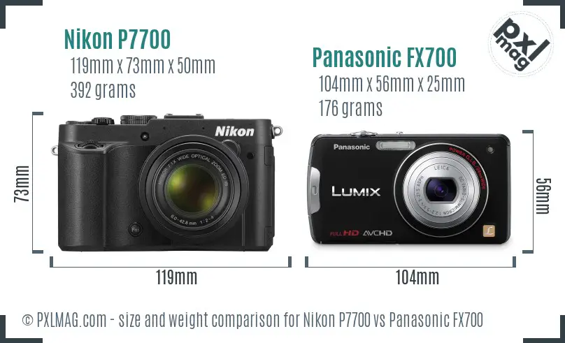 Nikon P7700 vs Panasonic FX700 size comparison