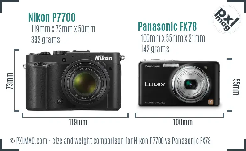 Nikon P7700 vs Panasonic FX78 size comparison