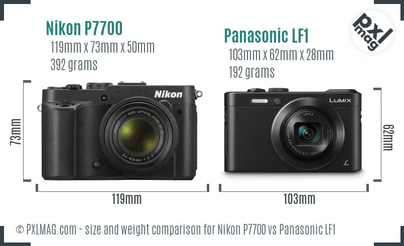 Nikon P7700 vs Panasonic LF1 size comparison