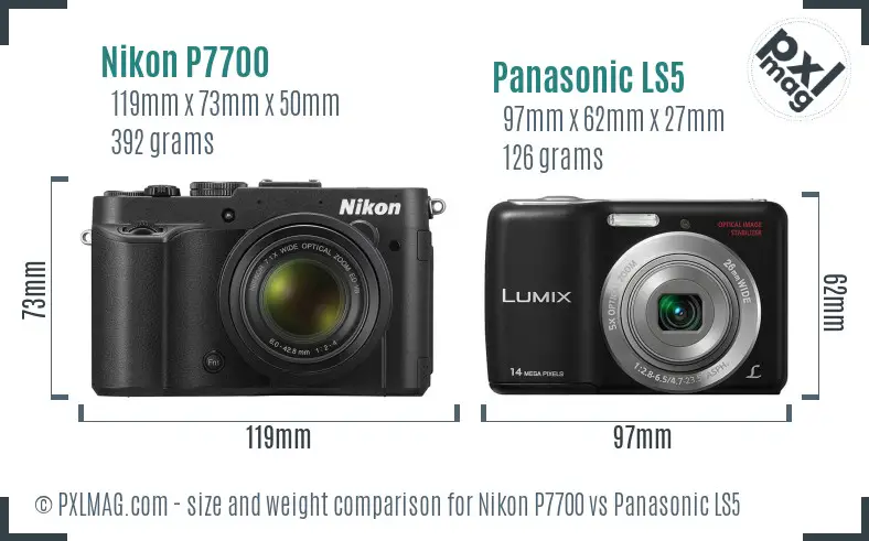 Nikon P7700 vs Panasonic LS5 size comparison