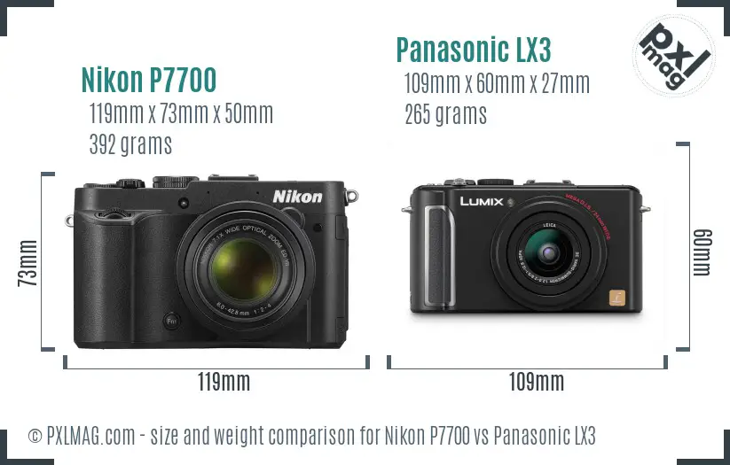 Nikon P7700 vs Panasonic LX3 size comparison