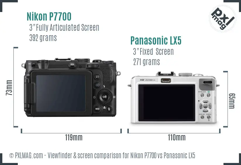 Nikon P7700 vs Panasonic LX5 Screen and Viewfinder comparison