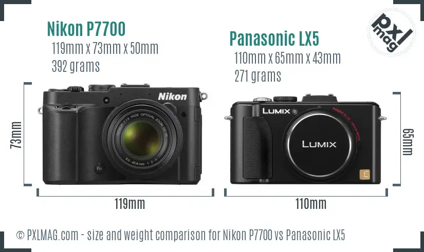 Nikon P7700 vs Panasonic LX5 size comparison