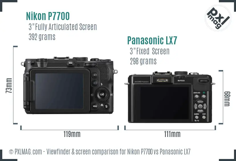 Nikon P7700 vs Panasonic LX7 Screen and Viewfinder comparison