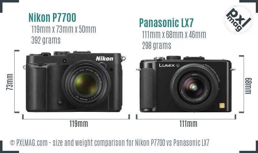 Nikon P7700 vs Panasonic LX7 size comparison
