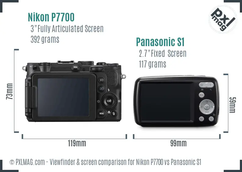 Nikon P7700 vs Panasonic S1 Screen and Viewfinder comparison