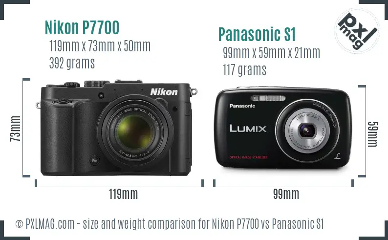 Nikon P7700 vs Panasonic S1 size comparison