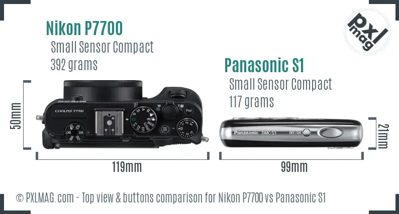Nikon P7700 vs Panasonic S1 top view buttons comparison