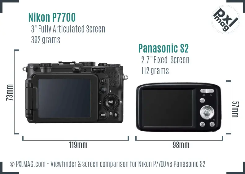Nikon P7700 vs Panasonic S2 Screen and Viewfinder comparison