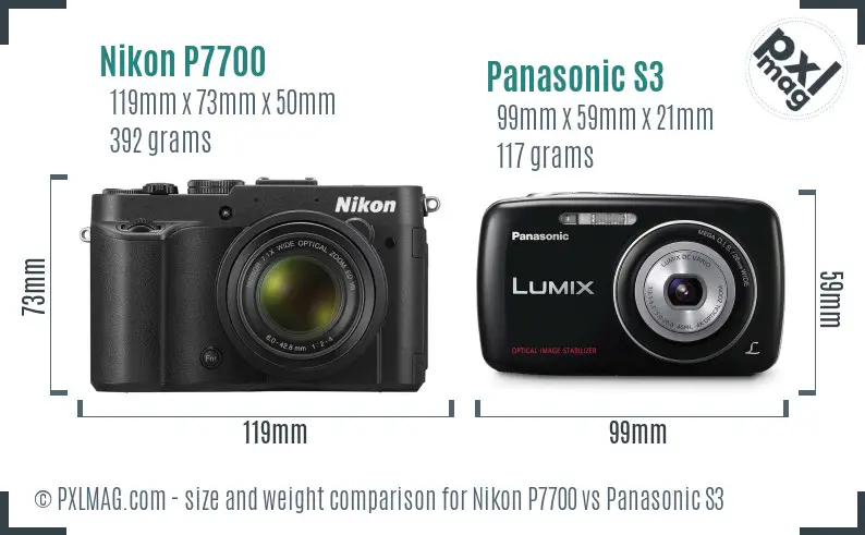 Nikon P7700 vs Panasonic S3 size comparison