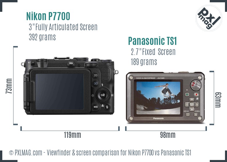 Nikon P7700 vs Panasonic TS1 Screen and Viewfinder comparison