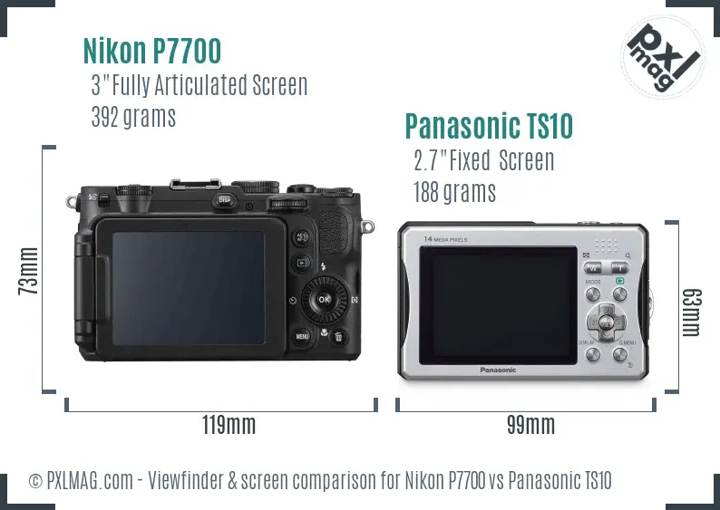 Nikon P7700 vs Panasonic TS10 Screen and Viewfinder comparison