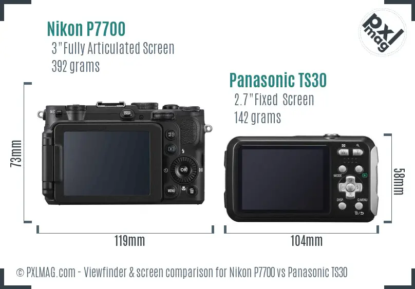 Nikon P7700 vs Panasonic TS30 Screen and Viewfinder comparison