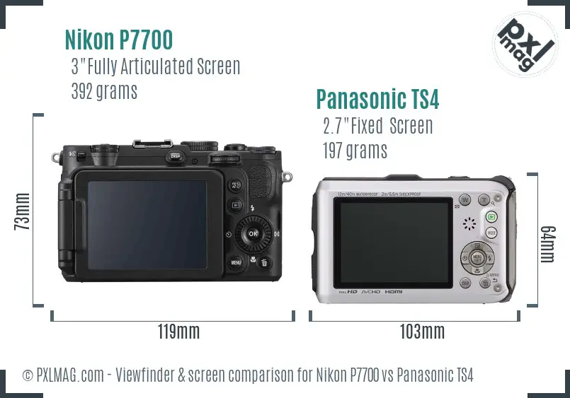 Nikon P7700 vs Panasonic TS4 Screen and Viewfinder comparison