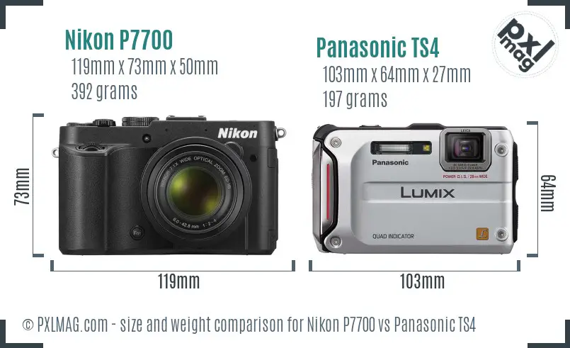 Nikon P7700 vs Panasonic TS4 size comparison