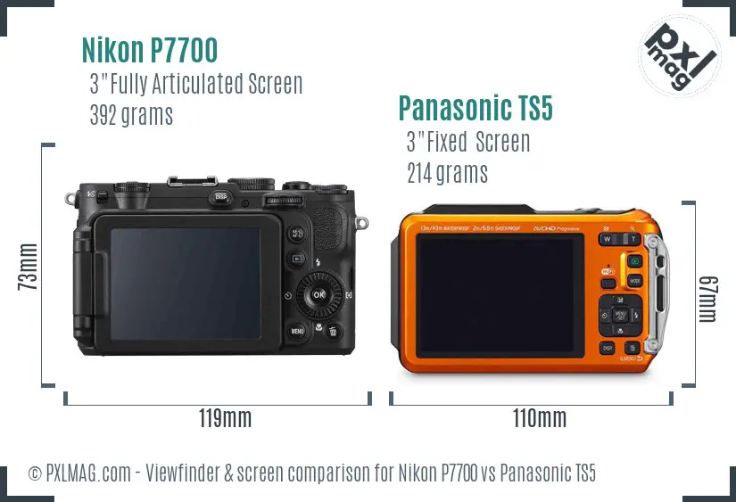 Nikon P7700 vs Panasonic TS5 Screen and Viewfinder comparison