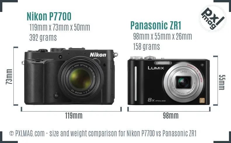 Nikon P7700 vs Panasonic ZR1 size comparison