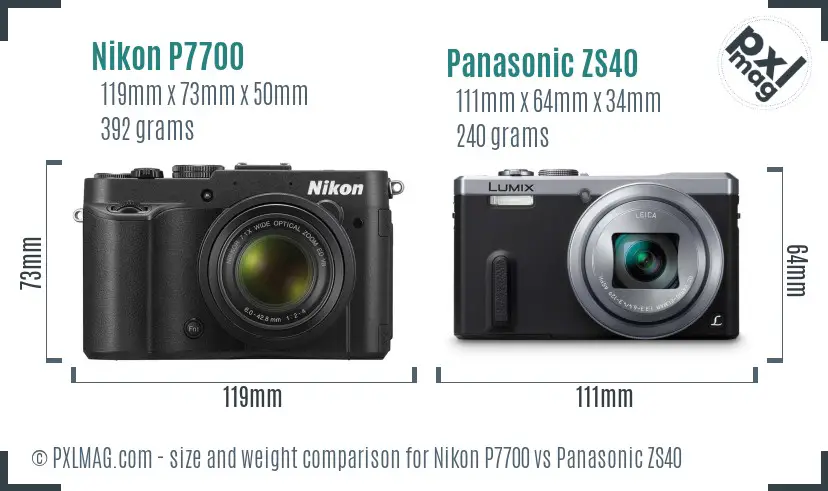 Nikon P7700 vs Panasonic ZS40 size comparison