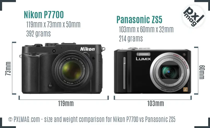 Nikon P7700 vs Panasonic ZS5 size comparison Nikon P7700 vs Panasonic ZS5 size comparison