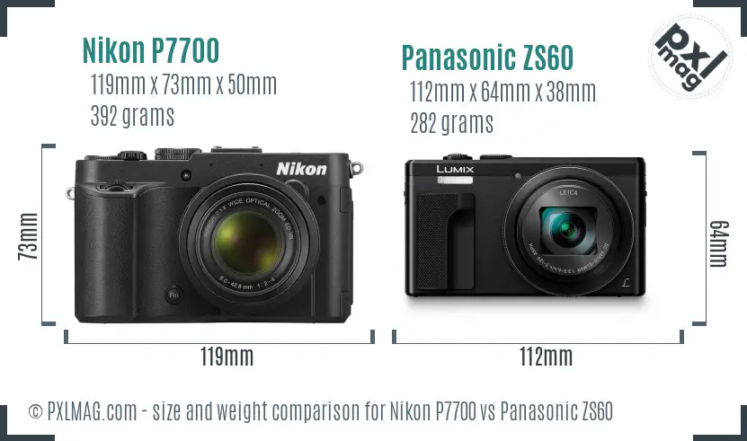 Nikon P7700 vs Panasonic ZS60 size comparison