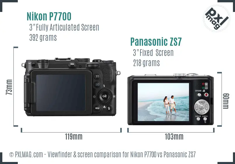 Nikon P7700 vs Panasonic ZS7 Screen and Viewfinder comparison