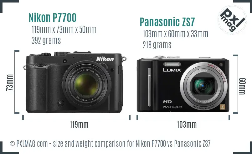 Nikon P7700 vs Panasonic ZS7 size comparison