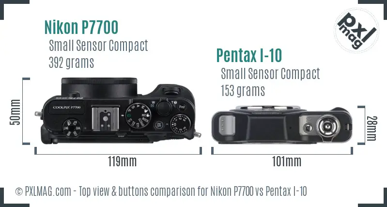 Nikon P7700 vs Pentax I-10 top view buttons comparison