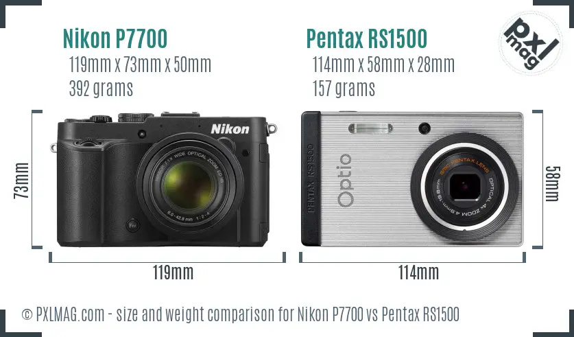 Nikon P7700 vs Pentax RS1500 size comparison