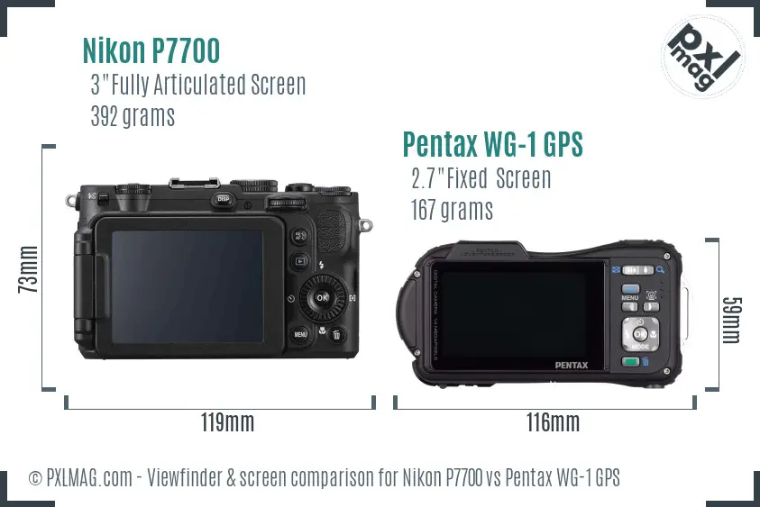 Nikon P7700 vs Pentax WG-1 GPS Screen and Viewfinder comparison