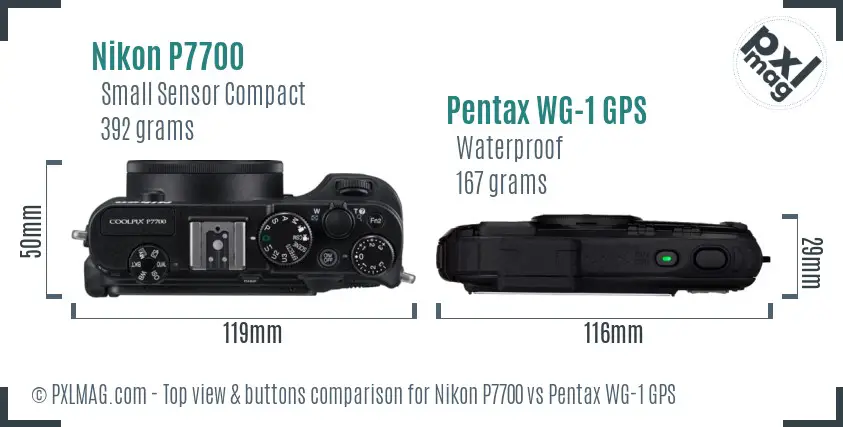 Nikon P7700 vs Pentax WG-1 GPS top view buttons comparison