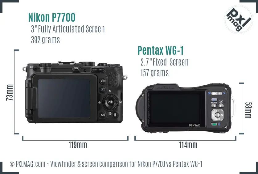 Nikon P7700 vs Pentax WG-1 Screen and Viewfinder comparison