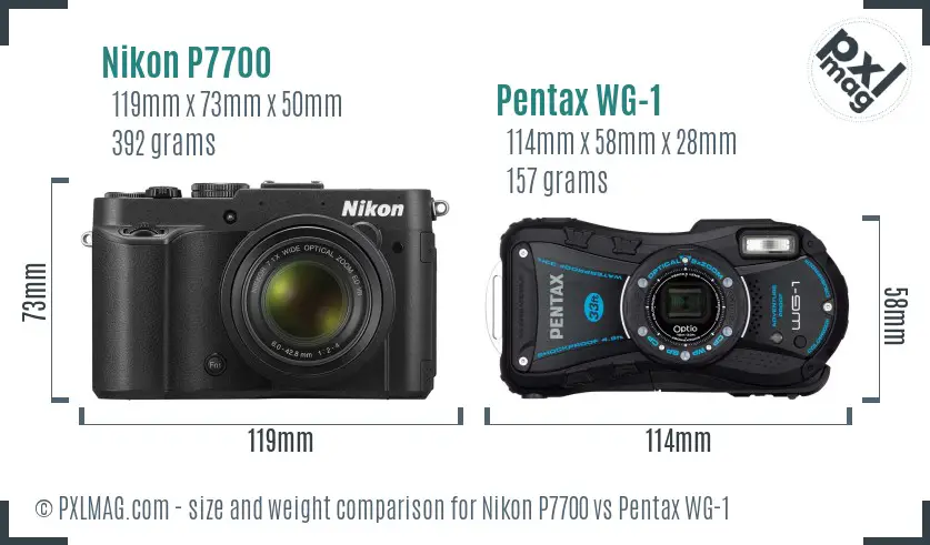 Nikon P7700 vs Pentax WG-1 size comparison